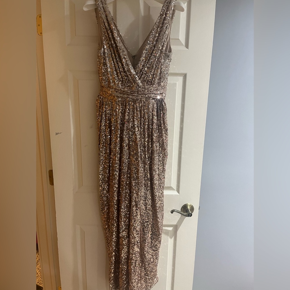 Badgley Mischka Gold Glitter Gown